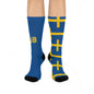 Personalized Sweden Flag Socks, Custom Initials Swedish Heritage Crew Socks, Cushioned Nordic Gift