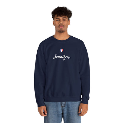Embroidered Personalized Name & Country Flag Heart Sweatshirt, Custom USA Canada Australia UK Italy France Ireland Germany Jamaica Nigeria