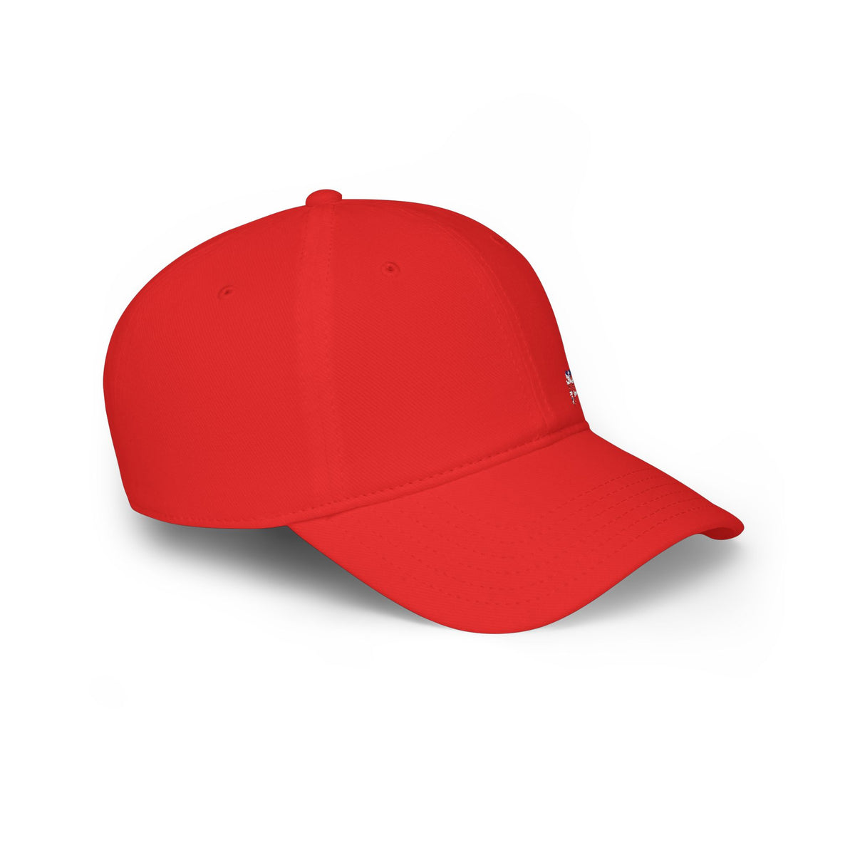 Red Low Profile Baseball Cap with Mini British Flag Detail