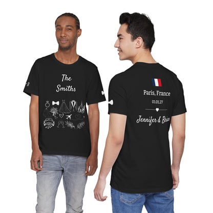 Personalized Groom Destination Wedding T-Shirt, Black Mr and Mrs Shirt, Custom Wedding Date and Location Tee, Honeymoon Gift for Husband