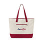 Personalized Your Name in American Flag Letters Canvas Tote Bag, Custom Name USA Flag, Zippered Cotton Bag, Patriotic American Heritage