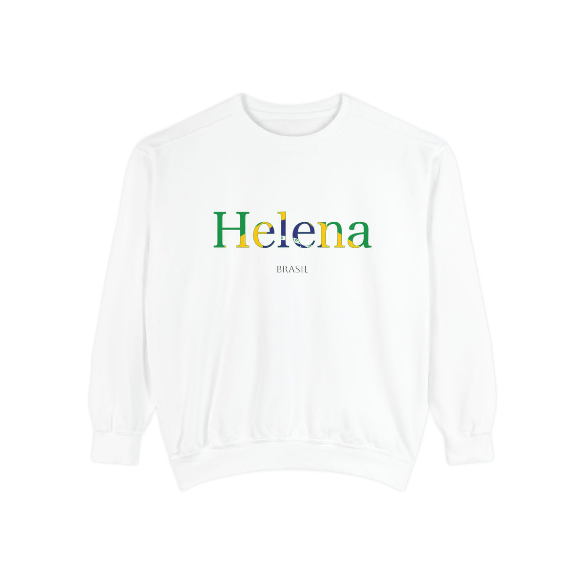 Personalized Brazil Flag Name Sweatshirt, Custom Brazilian Heritage Crewneck, Garment Dyed Cotton Sweatshirt, Brazil Gift
