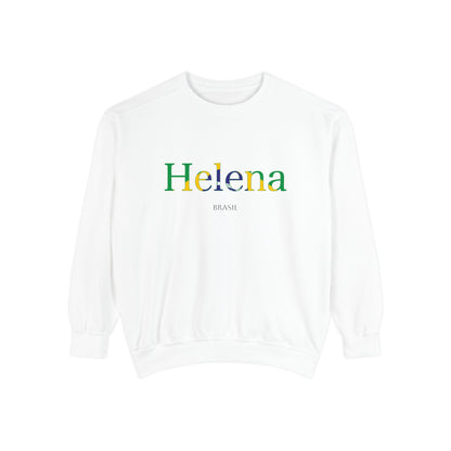 Personalized Brazil Flag Name Sweatshirt, Custom Brazilian Heritage Crewneck, Garment Dyed Cotton Sweatshirt, Brazil Gift