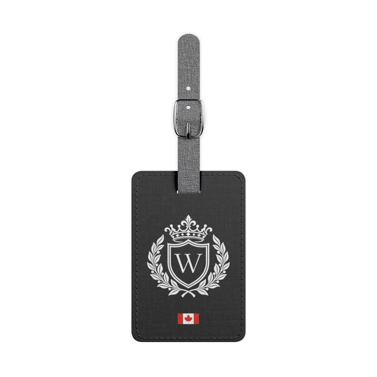 Personalized Canadian Flag Luggage Tag - Heraldic Crest & Initial | Canada Heritage Travel Accessory