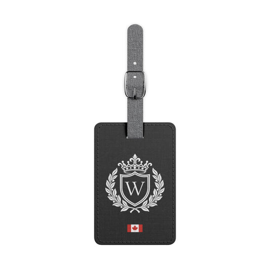 Personalized Canadian Flag Luggage Tag - Heraldic Crest & Initial | Canada Heritage Travel Accessory