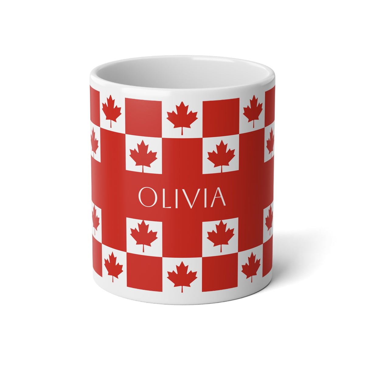 Personalized Canada Flag Mug, Custom Canadian Heritage Coffee Cup, 20oz Ceramic Mug, Red White Maple Leaf Pattern, Canada Gift