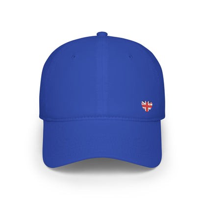 Red Low Profile Baseball Cap with Mini British Flag Detail