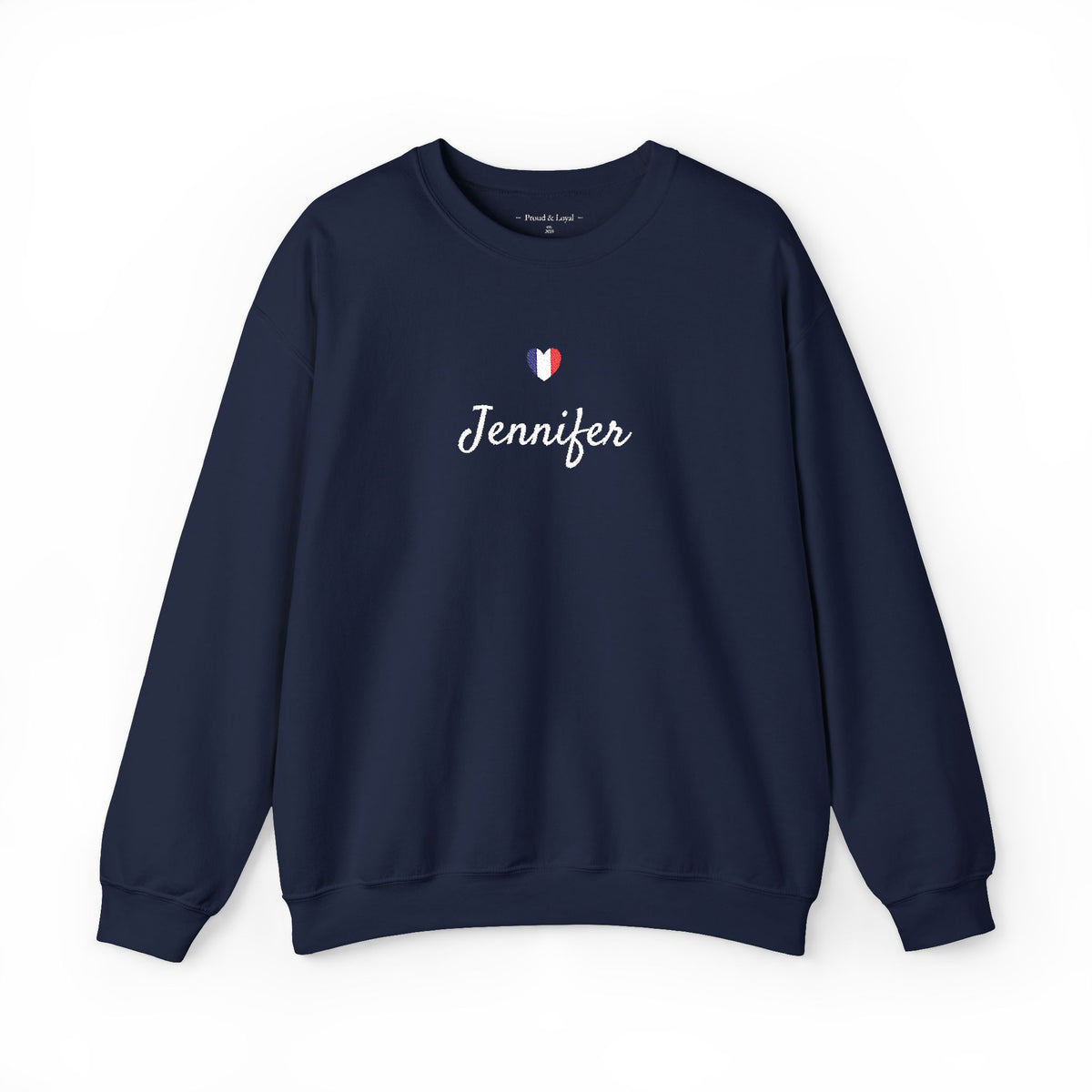 Embroidered Personalized Name & Country Flag Heart Sweatshirt, Custom USA Canada Australia UK Italy France Ireland Germany Jamaica Nigeria