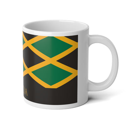Personalized Jamaica Flag Mug, Custom Jamaican Heritage Coffee Cup, 20oz Ceramic Mug, Black Green Gold Flag Pattern, Jamaica Gift