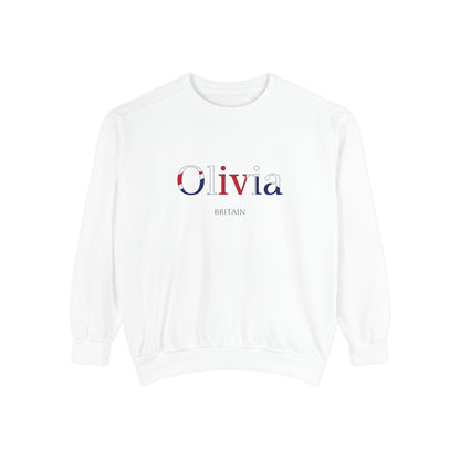 Personalized UK Flag Name Sweatshirt, Custom British Heritage Crewneck, Garment Dyed Cotton Sweatshirt, Union Jack Gift