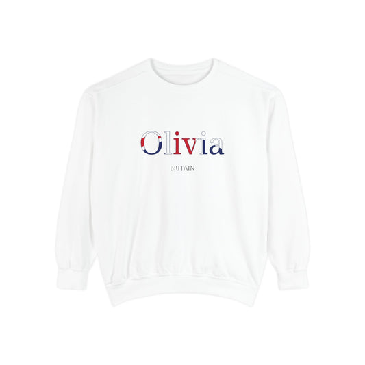 Personalized UK Flag Name Sweatshirt, Custom British Heritage Crewneck, Garment Dyed Cotton Sweatshirt, Union Jack Gift