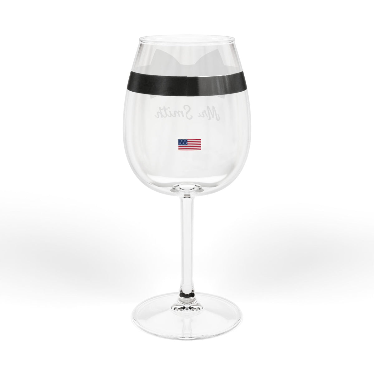 Personalized Destination Wedding Wine Glass for Groom, Custom Mr Glass with Country Flag, 12oz Bow Tie Wedding Stemware, Husband Gift