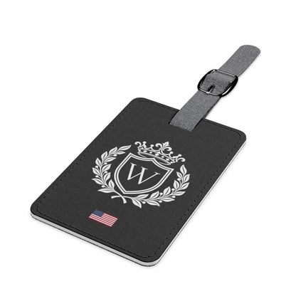 Personalized American Flag Luggage Tag - Heraldic Crest & Initial | USA Heritage Travel Accessory