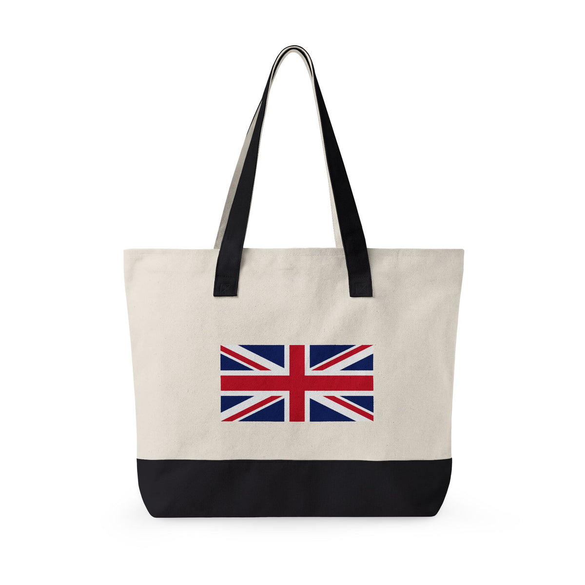 Personalized Your Name in British Flag Letters Canvas Tote Bag, Custom Union Jack Zippered Tote, UK Heritage Gift