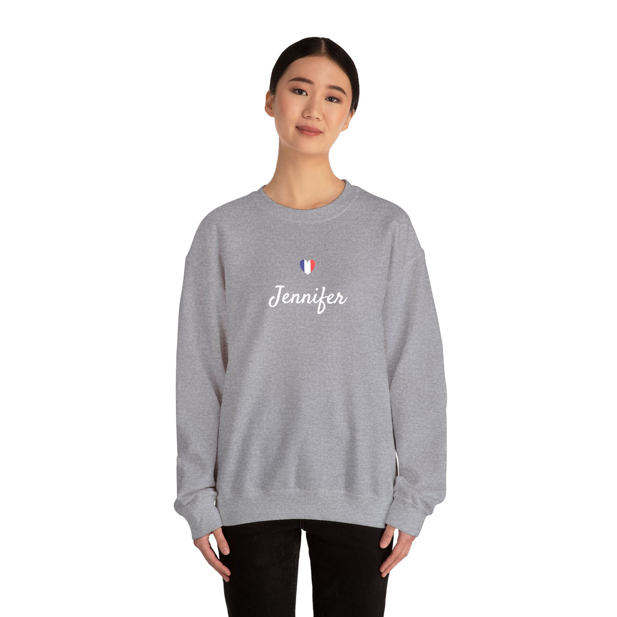 Embroidered Personalized Name & Country Flag Heart Sweatshirt, Custom USA Canada Australia UK Italy France Ireland Germany Jamaica Nigeria