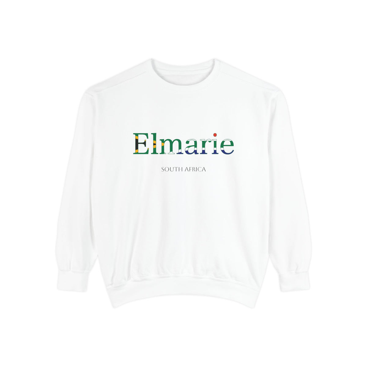Personalized South Africa Flag Name Sweatshirt, Custom South African Heritage Crewneck, Garment Dyed Cotton Sweatshirt, Heritage Gift