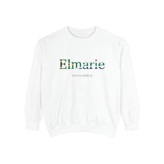 Personalized South Africa Flag Name Sweatshirt, Custom South African Heritage Crewneck, Garment Dyed Cotton Sweatshirt, Heritage Gift