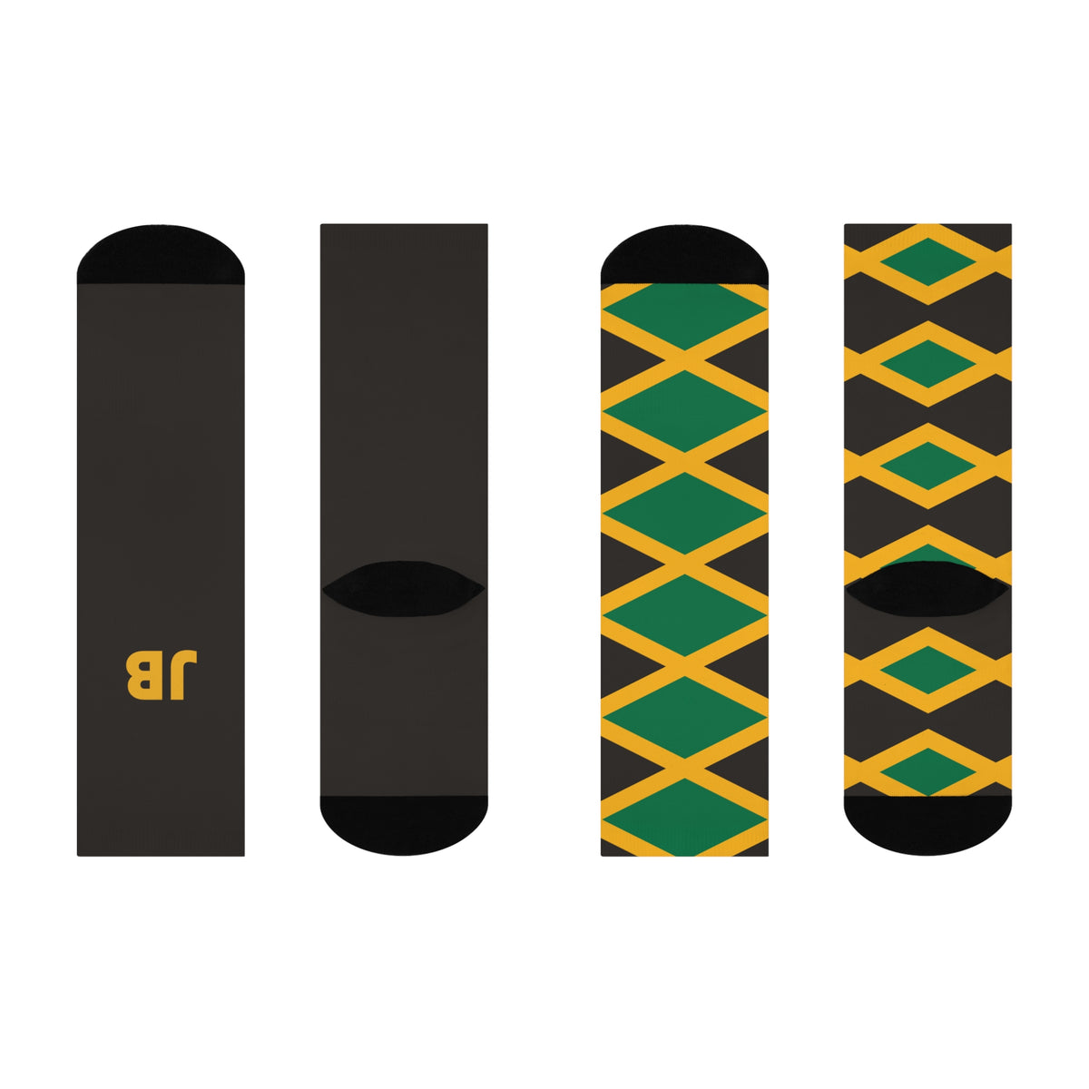 Personalized Jamaica Flag Socks, Custom Initials Jamaican Heritage Crew Socks, Cushioned Jamaican Gift