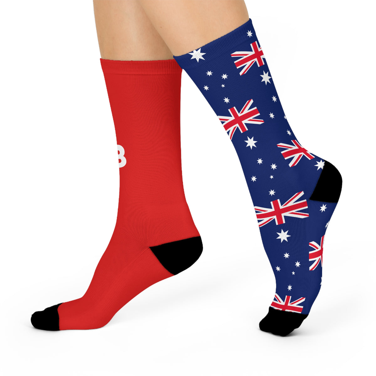 Personalized Australia Flag Socks, Custom Initials Australian Heritage Crew Socks, Cushioned Aussie Gift