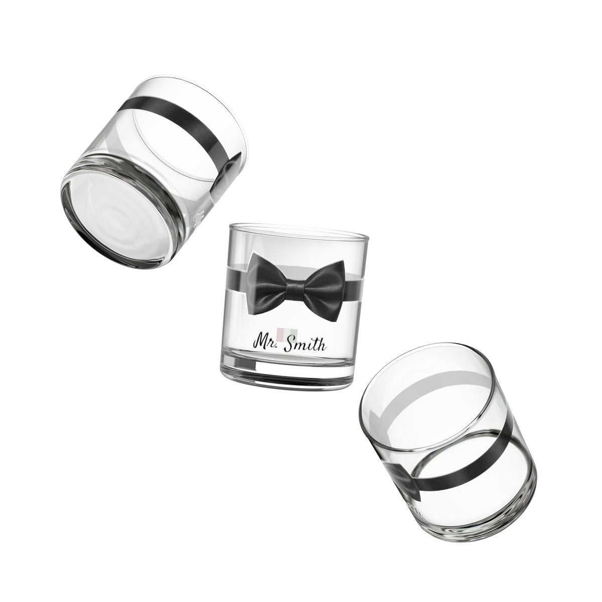 Personalized Destination Wedding Rocks Glass, Custom Black Bow Tie Mr Groom Cocktail Glass, 10oz Whiskey Tumbler, Flag, Husband Wedding Gift