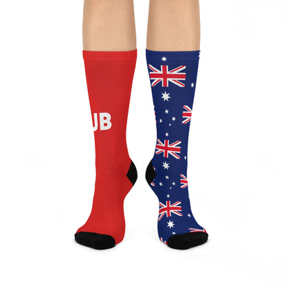 Personalized Australia Flag Socks, Custom Initials Australian Heritage Crew Socks, Cushioned Aussie Gift