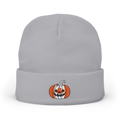 Limited Edition Canadian Canada Flag Pumpkin Embroidered Halloween Beanie, Cotton Blend Knit Hat, Maple Leaf Heritage Halloween Gift