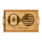 Mexico Mexican American Custom Engraved Bamboo Serving Tray, Personalized Name Wooden Valet Tray, America USA Dual Heritage Ottoman Gift