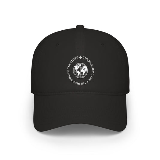 Travel Globe Baseball Cap, Journey Quote Hat, World Traveler Gift, Navy Blue Travel Hat, DTF Printed Globe Design, Adventure Inspired Cap