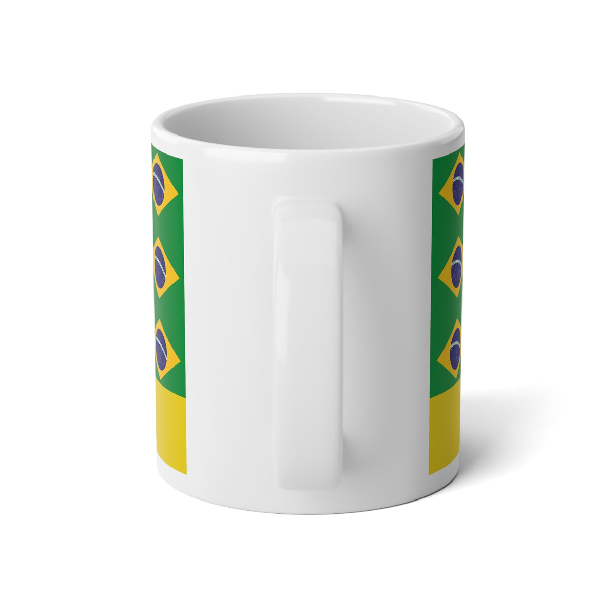 Personalized Brazil Flag Mug, Custom Brazilian Heritage Coffee Cup, 20oz Ceramic Mug, Green Yellow Blue Flag Pattern, Brazil Gift