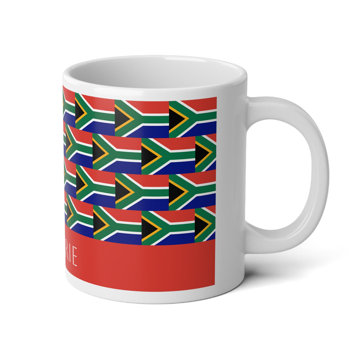 Personalized South Africa Flag Mug, Custom South African Heritage Coffee Cup, 20oz Ceramic Mug, Rainbow Nation Flag Pattern, South Africa