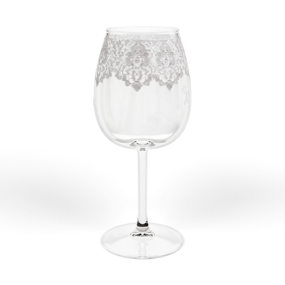 Personalized Destination Wedding Wine Glass, Custom Mrs Bridal Glass with Country Flag, 12oz Lace Wedding Stemware, Bride Gift Keepsake