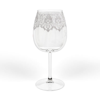 Personalized Destination Wedding Wine Glass, Custom Mrs Bridal Glass with Country Flag, 12oz Lace Wedding Stemware, Bride Gift Keepsake