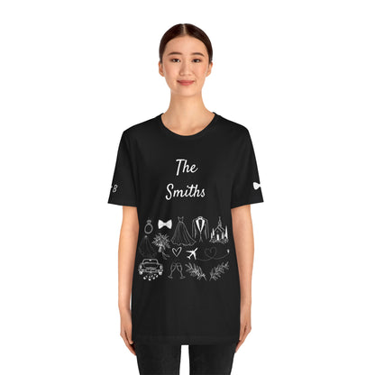 Personalized Groom Destination Wedding T-Shirt, Black Mr and Mrs Shirt, Custom Wedding Date and Location Tee, Honeymoon Gift for Husband