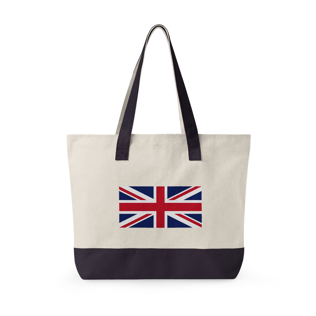 Personalized Your Name in British Flag Letters Canvas Tote Bag, Custom Union Jack Zippered Tote, UK Heritage Gift