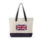 Personalized Your Name in British Flag Letters Canvas Tote Bag, Custom Union Jack Zippered Tote, UK Heritage Gift