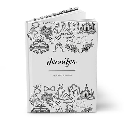 Personalized Wedding Journal, Custom Name Bridal Planning Notebook, Bride to Be, Engagement Keepsake, Bridal Shower Gift, Hardcover Journal