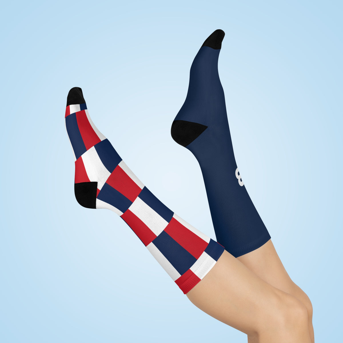 Personalized France Flag Socks, Custom Initials French Heritage Crew Socks, Cushioned French Gift