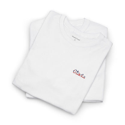 Personalized Your Name in UK Flag Letters Embroidered T-Shirt, Custom Name British Heritage Tee, 100% Cotton White Shirt, Union Jack Gift