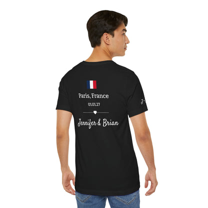 Personalized Groom Destination Wedding T-Shirt, Black Mr and Mrs Shirt, Custom Wedding Date and Location Tee, Honeymoon Gift for Husband