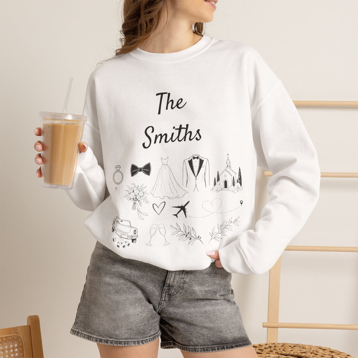 Personalized Bride Destination Wedding Sweatshirt, Custom Wedding Location and Date Crewneck, Honeymoon Outfit, Newlywed Gift for Wife