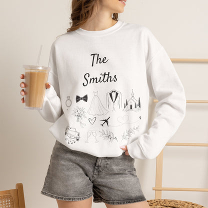 Personalized Bride Destination Wedding Sweatshirt, Custom Wedding Location and Date Crewneck, Honeymoon Outfit, Newlywed Gift for Wife