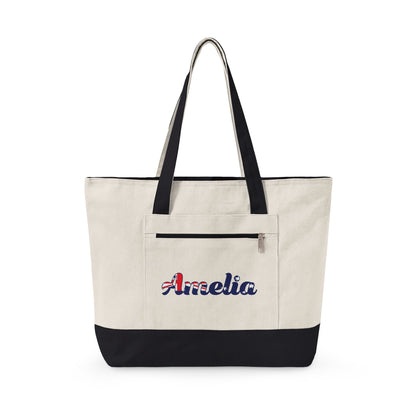 Personalized Your Name in Australian Flag Letters Canvas Tote Bag, Custom Australia Flag Zippered Tote, Australian Heritage Gift