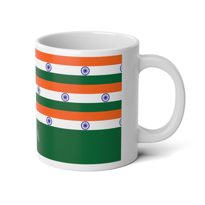 Personalized India Flag Mug, Custom Indian Heritage Coffee Cup, 20oz Ceramic Mug, Saffron White Green Flag Pattern, India Gift