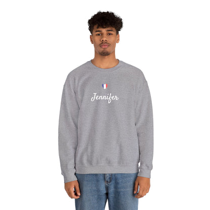 Embroidered Personalized Name & Country Flag Heart Sweatshirt, Custom USA Canada Australia UK Italy France Ireland Germany Jamaica Nigeria