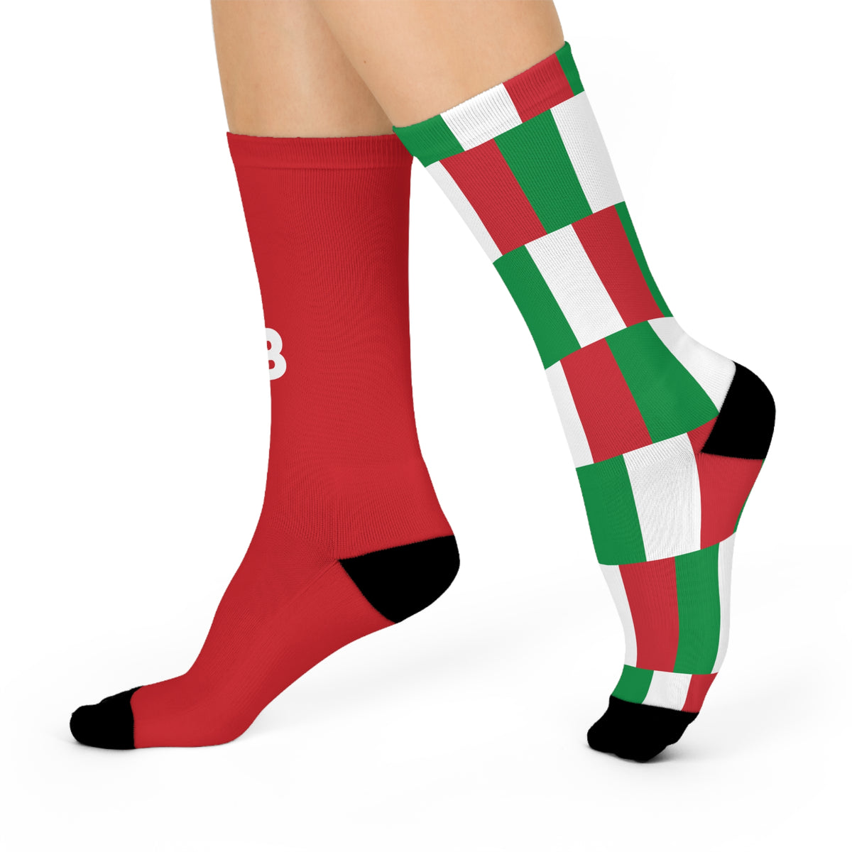 Personalized Italy Flag Socks, Custom Initials Italian Heritage Crew Socks, Cushioned Italian Gift