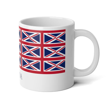 Personalized UK Flag Mug, Custom British Heritage Coffee Cup, 20oz Ceramic Mug, Union Jack Flag Pattern, United Kingdom Gift