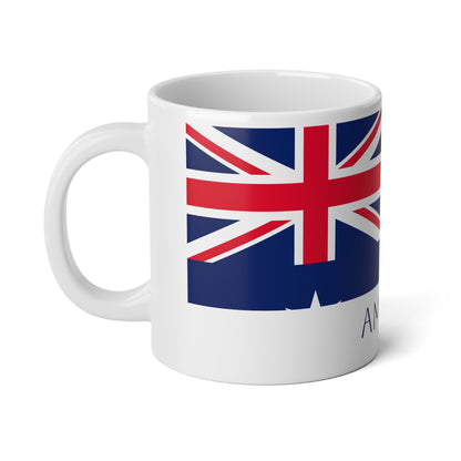 Personalized Australia Flag Mug, Custom Australian Heritage Coffee Cup, 20oz Ceramic Mug, Aussie Flag Pattern, Australia Gift