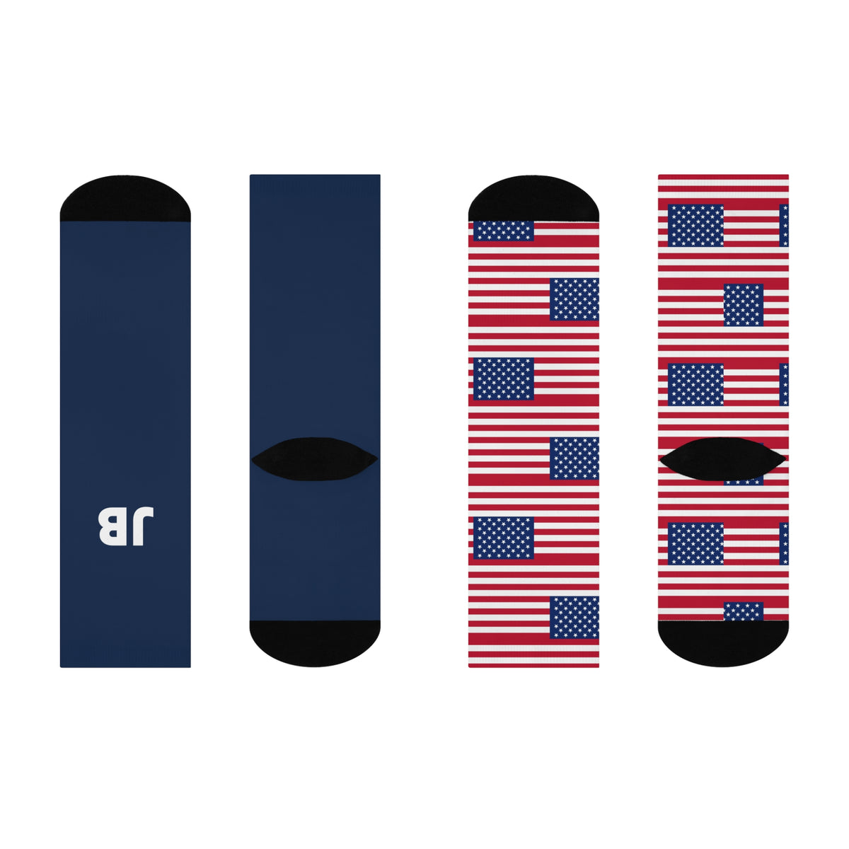 Personalized USA Flag Socks, Custom Initials American Heritage Crew Socks, Cushioned Patriotic Gift