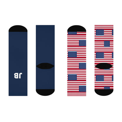 Personalized USA Flag Socks, Custom Initials American Heritage Crew Socks, Cushioned Patriotic Gift
