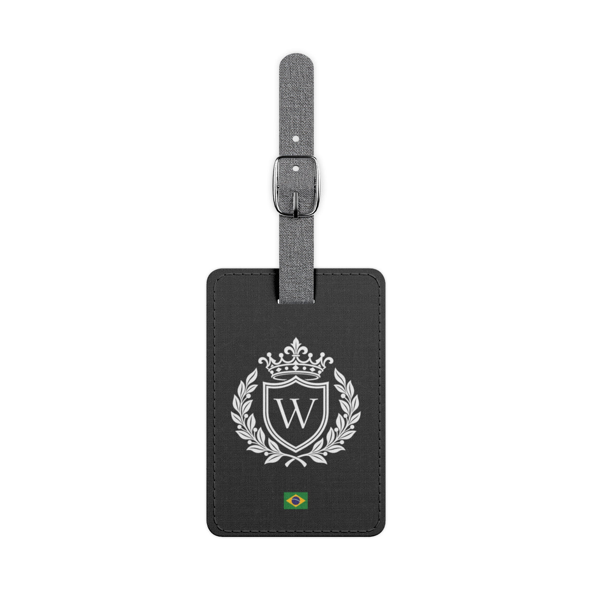 Personalized Brazilian Flag Luggage Tag - Heraldic Crest & Initial | Brazil Heritage Travel Accessory